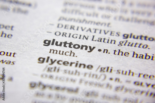 Fotografía Word or phrase Gluttony in a dictionary.
