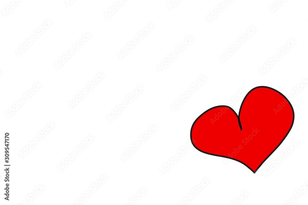 Red heart  on white background