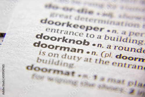 Word or phrase Doorknob in a dictionary.
