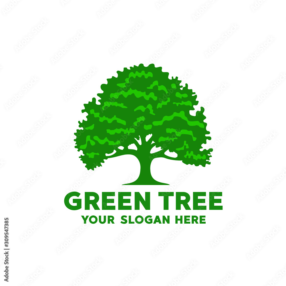 green tree logo design vector