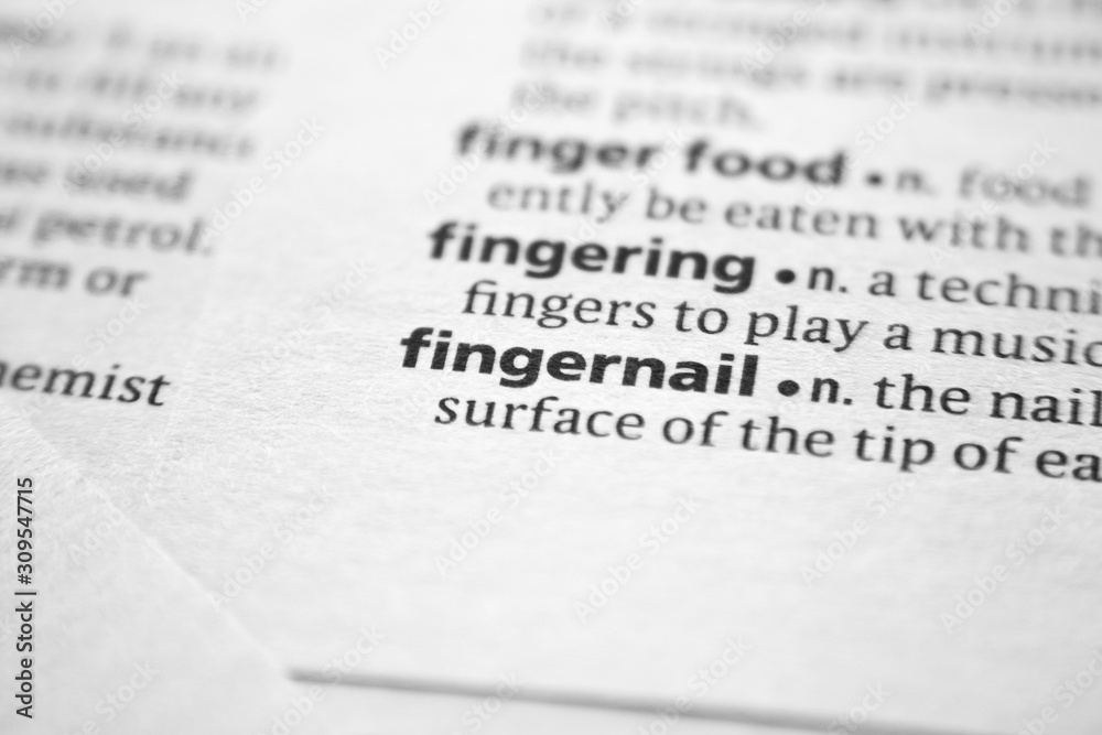 Fototapeta premium Word or phrase Fingernail in a dictionary.