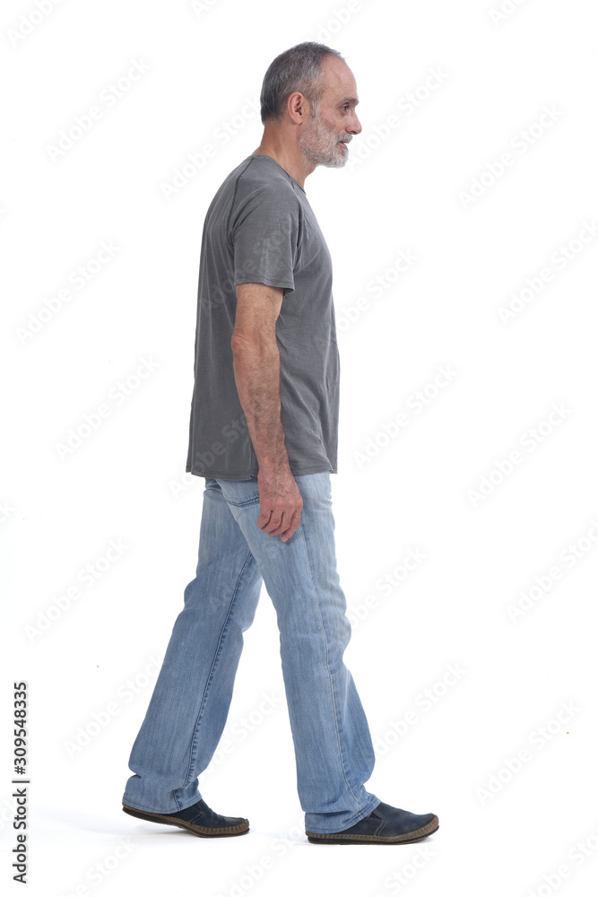 Man walking on white background Man walking on white background