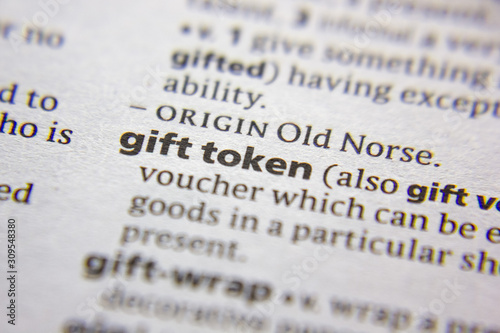 Word or phrase Gift token in a dictionary.