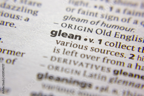Bilde på lerret Word or phrase Glean in a dictionary.