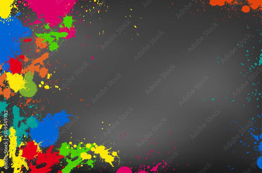 Obraz premium Dark gray background with colorful splashes