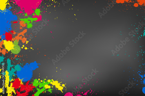 Dark gray background with colorful splashes