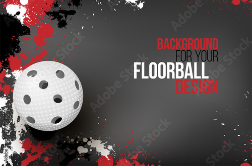 Background with colorful splashes and floorball ball photo