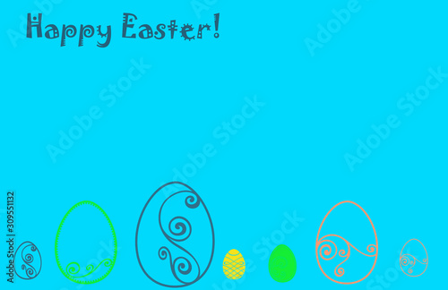  Easter holiday, raster image. Illustration on a blue background. 