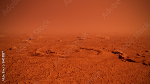 Crater of the planet Mars generated in 3D