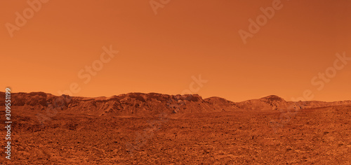 Foto Desert mars mountains with a striking red colour