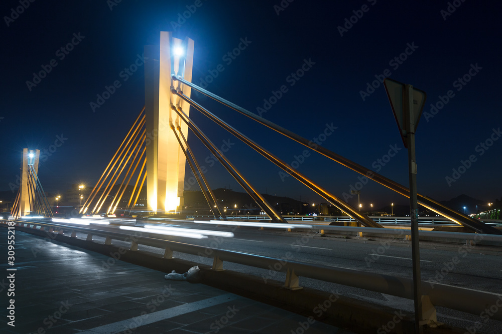 evening view of Pont de Can Peixauet. Santa Coloma. Spain evening view of Pont de Can Peixauet. Santa Coloma. Spain