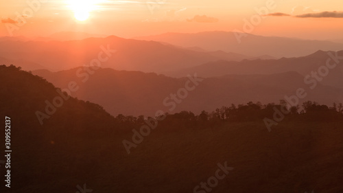 Twilight time mountain scene at Phu Soi Dao Thailand