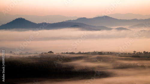 smooth fog landscape winter hill scene 