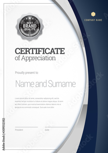 Silver Certificate template. Diploma of modern design or gift certificate. Vector illustration.