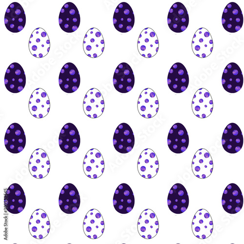 Pattern of Easter decorative stylized eggs on a colored background