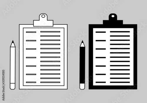 Vector Planning clipboard with paper and pen icon
