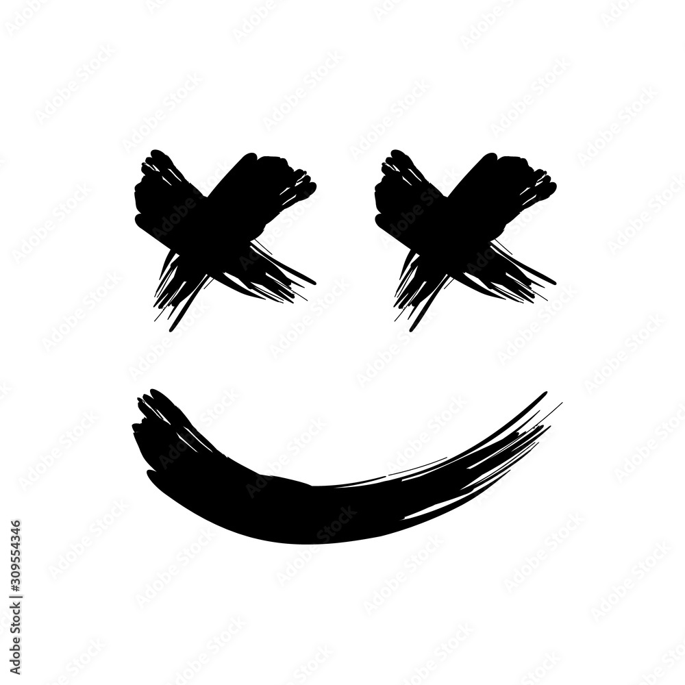 grunge black abstract textured vector smile. Vector design element