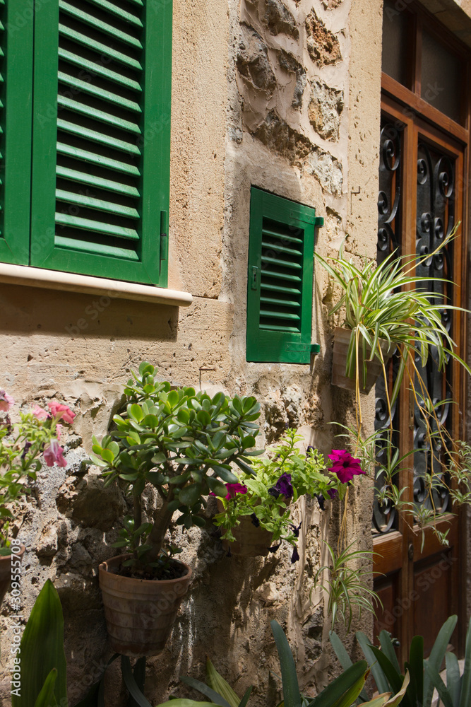 Fototapeta premium Beautiful street on Majorca. Village Valldemossa.