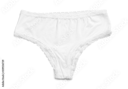 Elegant women's underwear isolated on white, top view