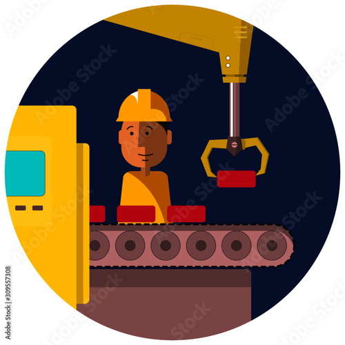 A man is on duty of an industry, supervising. 