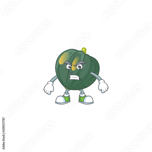 Picture of acorn squash cartoon character with angry face