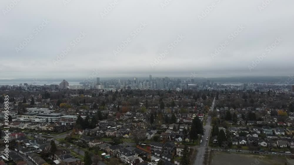 Vancouver downtown and South Granville houses in a rainy day Vancouver downtown and South Granville houses in a rainy day