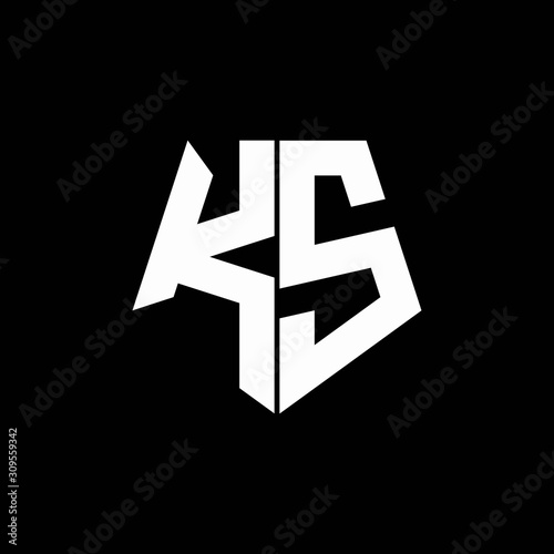 KS logo monogram with pentagon shape style design template