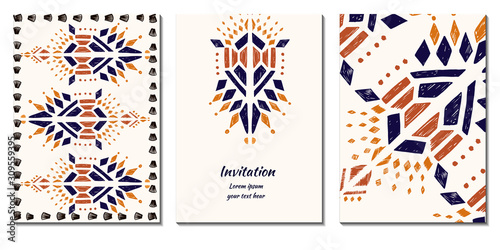 Cover royal greeting design. Modern template with ikat ornament for wedding design or greeting card any purpose.