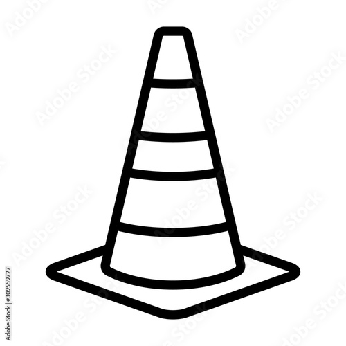 Fotografie, Obraz Traffic cone or road pylon line art vector icon for apps and websites