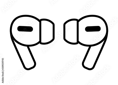 A pair of wireless earbud headphones line art vector icon for apps and websites