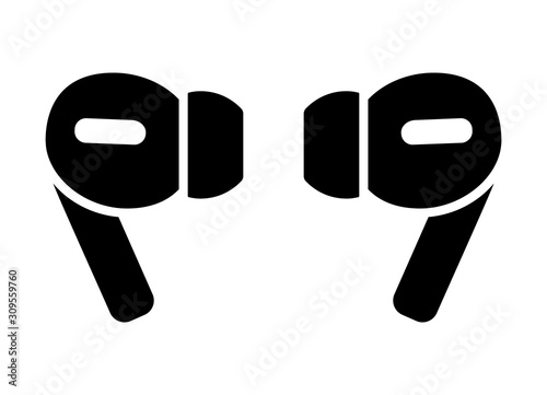 A pair of wireless earbud headphones flat vector icon for apps and websites