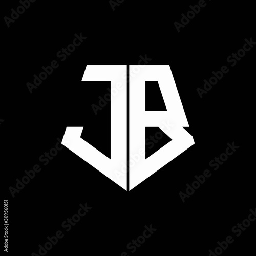 JB logo monogram with pentagon shape style design template