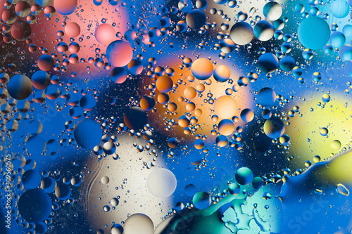 Oil bubble in water abstract art background.