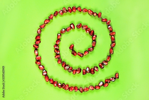 Spiral with pomegranate seeds