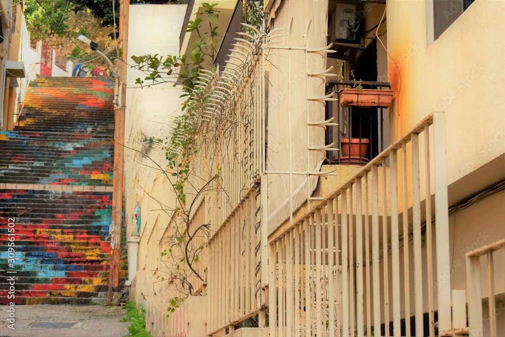 Obraz premium Colored stairs in downtown Beirut Achrafieh