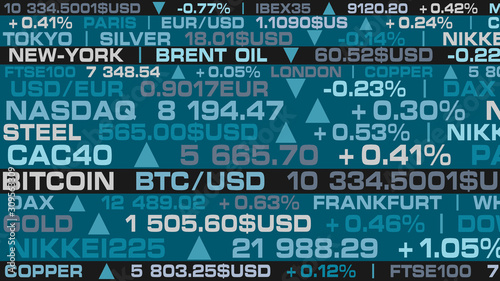stock market index and real rates with a blue shade