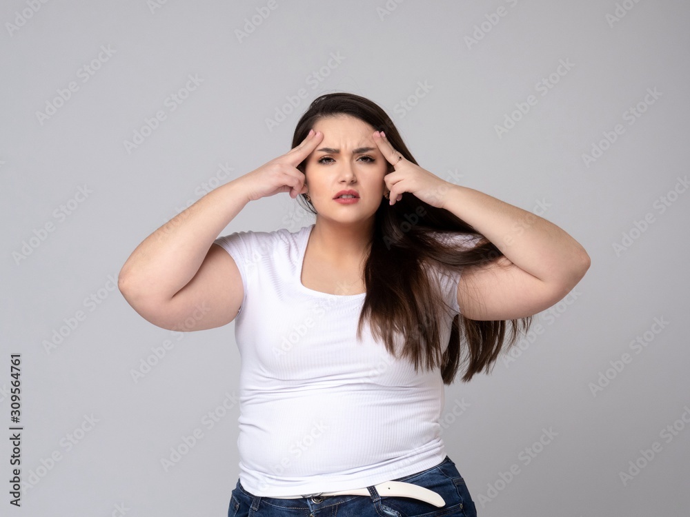 Plus Size Model With Headache