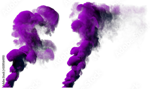3D illustration of object - nice purple smoke pillar isolated on white color