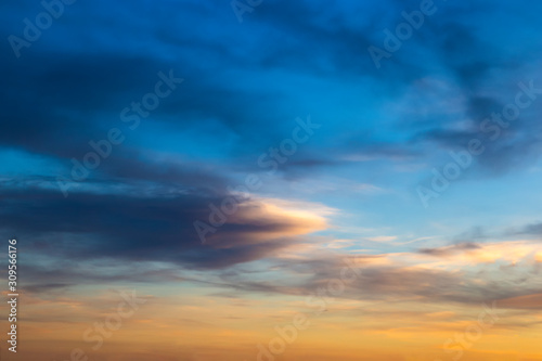 Colorful dramatic sunset sky. Natural background. © Sergey Fedoskin