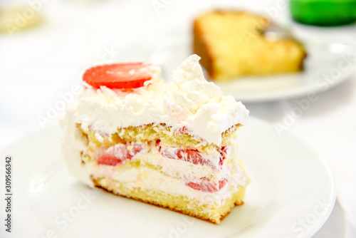 Strawberry Cake Dessert in the Plate