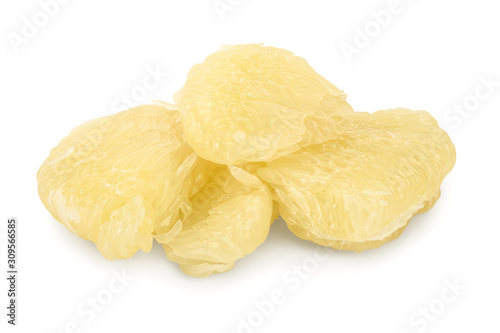 pieces of pomelo isolated on white background