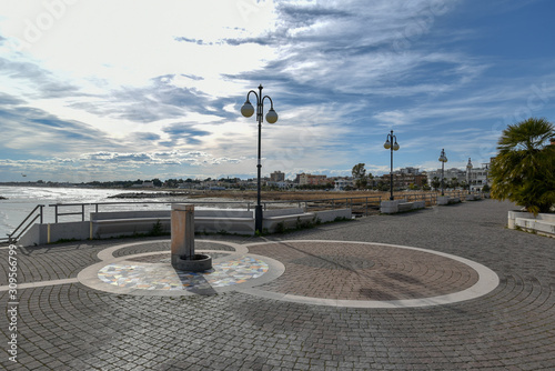 Photos Manfredonia Coastline by Morning with Cloudy Sky and Seascape Panorama View