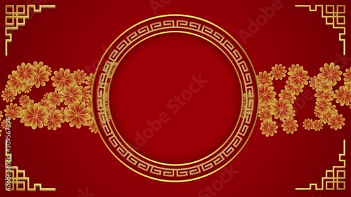 chinese new year background with flowers animation,seamless loop..