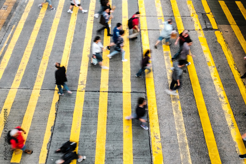 people walking, on pedestrian crossing steet - motion blur