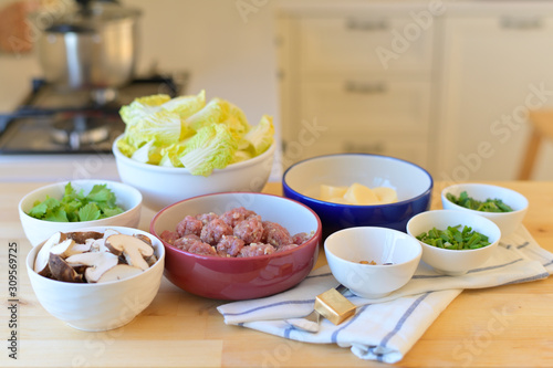 Ingredients of Clear Soup with Tofu and Minced Pork