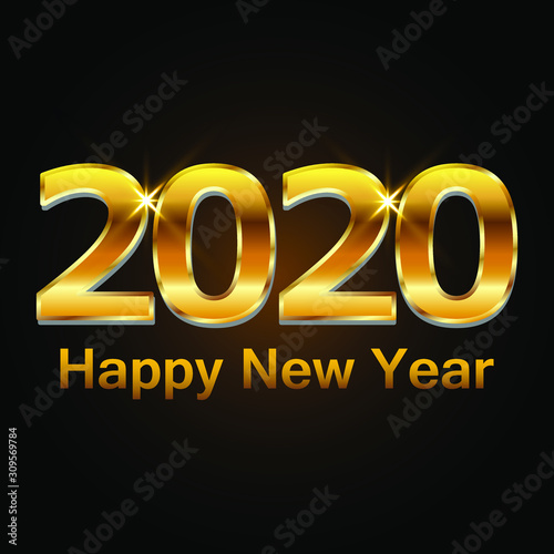 2020 gold colour brighten typography - vector format. 