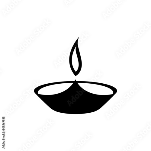 Diwali black icon. Element of World religiosity. 