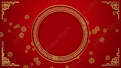 chinese new year background with flowers animation,seamless loop..
