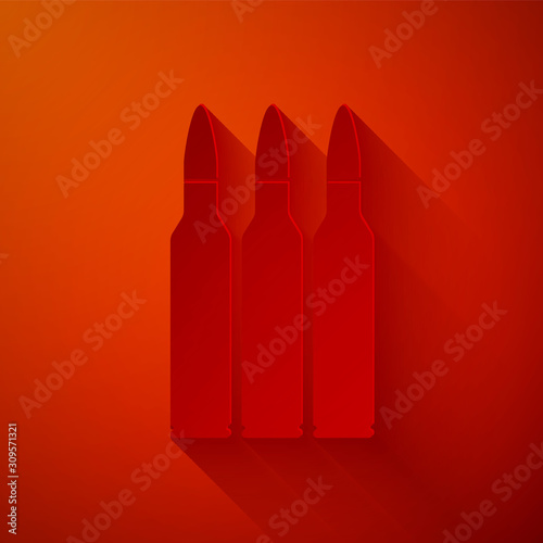 Paper cut Bullet icon isolated on red background. Paper art style. Vector Illustration