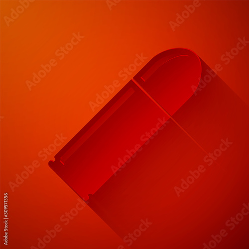Paper cut Bullet icon isolated on red background. Paper art style. Vector Illustration